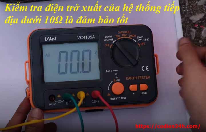 Kiểm tra điện trở xuất của chuỗi tiếp địa